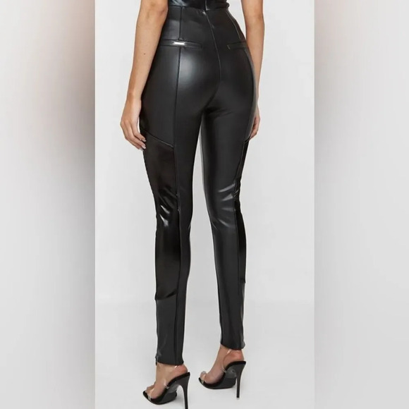 NEW Maniere De Voir  VEGAN LEATHER & PATENT RIBBED LEGGINGS - Picture 5 of 15